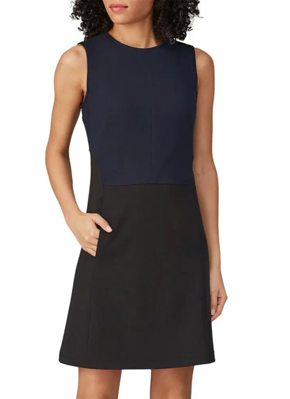 KaufmanFranco Navy Blue Black Mini Sheath Dress Size 4 Career Work Designer $400
